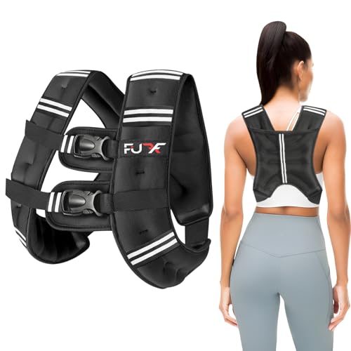 FUFF Weighted Vest Woman, 12 LB Womens Weight Vest for Walking, Strength Training Weight Vests for Female Men, Reflective Stripe Fitness Body Vest for Workout Running Jogging (Black)