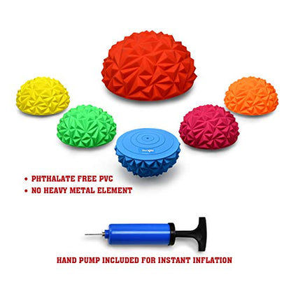 Yes4All Hedgehog Balance Pods for Exercise, Core Body Balancing, Balance Pods for Youth & Adults with Hand Pump - Set of 5