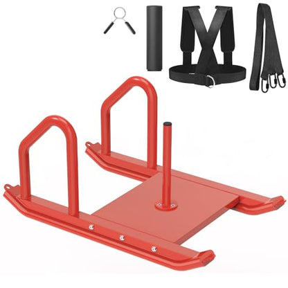 Kipika Weight Sled, Workout Sled, Fitness Strength Training Sled, Speed Training Sled for Athletic Exercise, Speed Improvement, Easily Through Obstacles, Suitable for 1" & 2" Weight Plate - color: C- Red