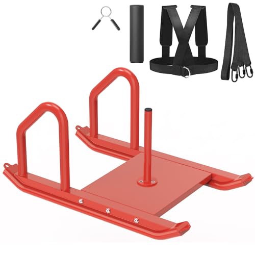 Kipika Weight Sled, Workout Sled, Fitness Strength Training Sled, Speed Training Sled for Athletic Exercise, Speed Improvement, Easily Through Obstacles, Suitable for 1" & 2" Weight Plate - color: C- Red