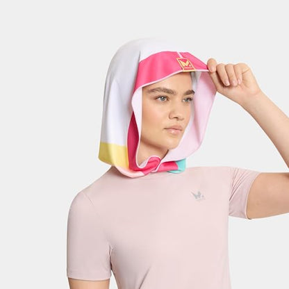 MISSION Reversible Cooling Hoodie Towel- Hood Towel, Cools Instantly When Wet, UPF 50 Sun Protection, Contours Your Head to Stay in Place, Great for Sports, Fitness, Gym (White Multi) - color: White Multi