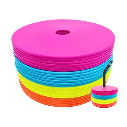 LEZER 6 Inch 8 Inch Flat Cones, Spot Markers, Soccer Cones, Field Court Markers, Sit Spots, Flat Discs, Soccer Training Equipment, Agility Practice, Football, Made in Taiwan - style: 6 inch with 24 pcs