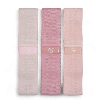Fabric Booty Bands Set, 3 Resistance Levels for Pilates - color: Blush