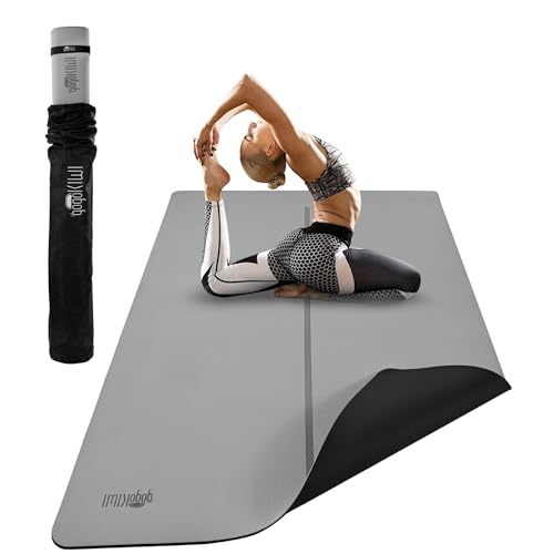 Gogokiwi Large Yoga Mat (6'x4') – 1/4" & 1/2" Thick Exercise Mats for Home Workout, Extra Wide Workout Mats for Home Gym, Yoga, Pilates, Stretching, Floor & More - color: Grey Shadows, size: Standard (1/4 Inch Thick)