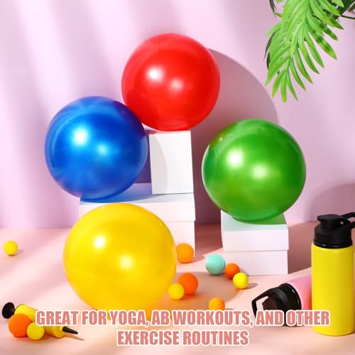 Leyndo 4 Pcs Yoga Exercise Ball Pilates Pregnancy Birthing Fitness Ball with Quick Pump Anti Burst for Improved Posture, Balance, Yoga, Pilates, Training, 4 Colors