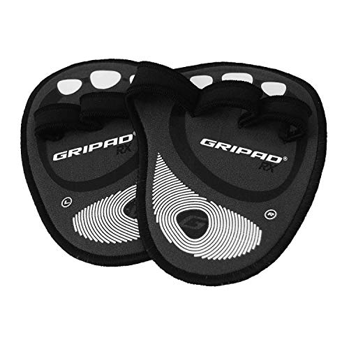Gripad RX Lifting Grips | The Most Durable Grip Pads Yet | The Alternative to Weight Lifting Gloves, Gym Workouts, WOD, Weightlifting | Neoprene Hand Grips | Flexible Rubber Palm - color: Black / White