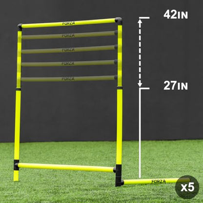 FORZA Weighted Training Hurdles – Adjustable Height 27in to 42in – Set of 5 Speed Hurdles with Folding Legs & 3-Point Base – Durable Agility Hurdles for Football, Track & Sports Training