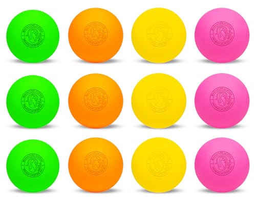 Signature Lacrosse Ball Set - Packs of 2, 4, 8, 12, and 120 - No Chemical Smell Massage Balls, Myofascial Release Tools, Back Roller, Muscle Knot Remover - color: Assorted, size: 12 Balls