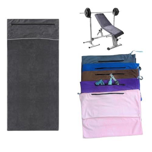 Angelica & Co Microfiber Fast Drying Gym Towel with Phone Pocket, Zipper, Fitness, Pilates, Yoga Mat Cover, Bench Cover, Camping - Pink L - color: Pink