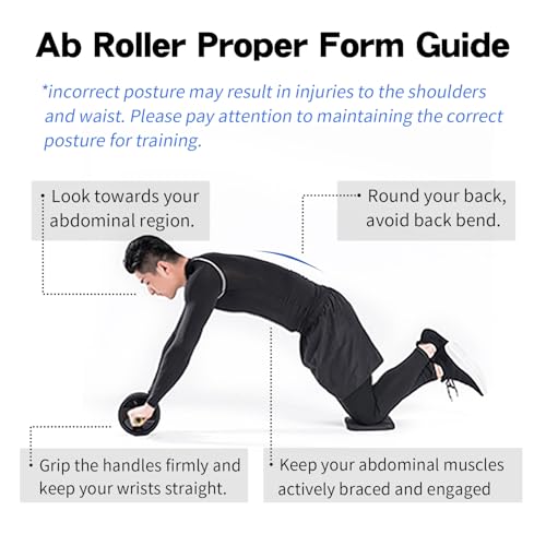Ab roller wheel with knee pad for abdominal exercise core workout weight loss no noise easy to assembling light weight perfect home gym equipment for men & women