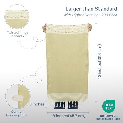 TFLC Turkish Cotton Kitchen & Bath Towels, Set of 2, 40x18”, Sage Green - color: Sage Green, size: 40x18" - Set of 2