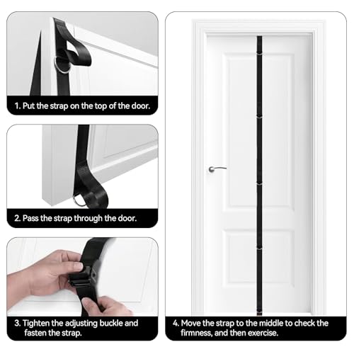 Door Anchor Strap for Resistance Bands - Multi-Point Door Gym Attachment with 5 Stainless Steel D-Rings - Adjustable Home Fitness Equipment for Full Body Workout & Strength Training