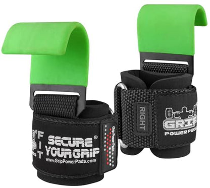Weight Lifting Rod Hooks Heavy Duty Wrist Wraps Power Weight Lifting Training Gym Grips Straps Set of 2 - color: Lime, size: WOMEN-Wrist Size Small/Medium