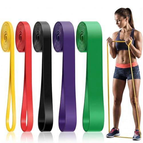 Resistance Bands Set, Exercise Workout Pull Up Assistance Bands with 6 Resistance Levels, Muscle Training Straps for Fitness, Working Out, Body Stretching, Physical Therapy, More
