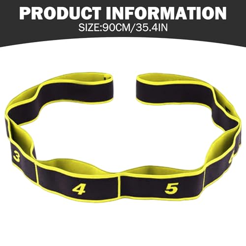 Stretching Straps 90cm Long Numbered Resistance Band with 8 Loops - Exercise Bands Adjustable Tension for Yoga, Pilates, Dance & Strength Training (Yellow), Yoga Strap, Stretching Straps - color: Yellow