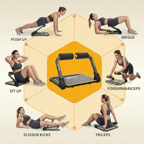Foldable Ab Machine - Adjustable Sit Up Bench for Home Gym, 300lb Capacity, Portable Core Workout Equipment