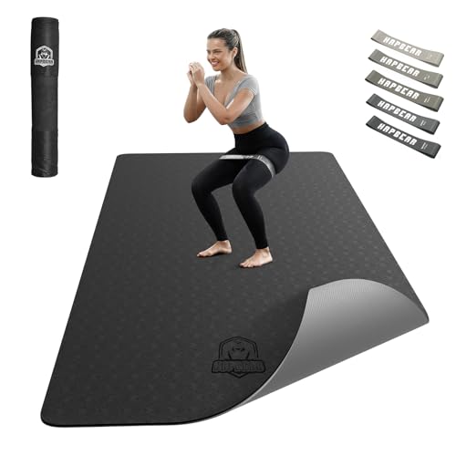 HAPBEAR Large Yoga Mat - 72"x36"x6mm (1/4 inch), Extra Wide Non-Slip Exercise Mat for Home Workout, Yoga, Pilates & Stretching, Durable, Includes Carry Bag