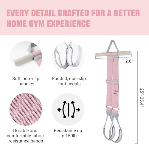 Foot Pedal Resistance Band for Women Core Workout, Fabric Resistance Band with Handles 150lb Full-Body Exercise Band for Arm & Leg Muscle Training, Adjustable & Fixed Length Options - style: Adjustable