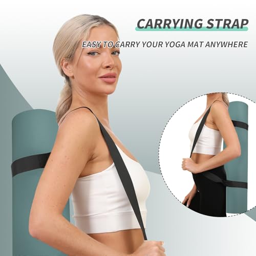 Yoga Mat with Strap,Non-Skid Workout Mat,8mm Thick Yoga Mat,POE Yoga Mats for Women Men Kids,Exercise Mat with Easy-Cinch,72"x24"x0.32” (183x61x0.8cm)
