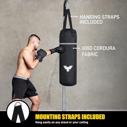 Elite Sports Boxing Bag 4 FT – Heavy Duty Canvas Punching Bag with Straps for Boxing, Training, MMA, Muay Thai, Kickboxing, Martial Arts & Fitness – UNFILLED Heavy Bag