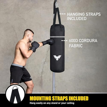 Elite Sports Boxing Bag 4 FT – Heavy Duty Canvas Punching Bag with Straps for Boxing, Training, MMA, Muay Thai, Kickboxing, Martial Arts & Fitness – UNFILLED Heavy Bag