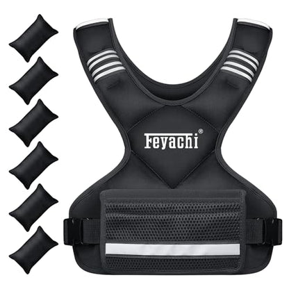 Feyachi Adjustable Weighted Vest, 3-32lb Vest with 6 Ironsand weights - color: Black, size: 3-11.5 lbs