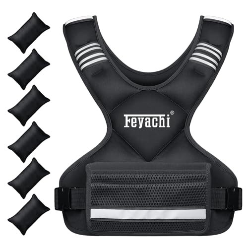 Feyachi Adjustable Weighted Vest, 3-32lb Vest with 6 Ironsand weights - color: Black, size: 3-11.5 lbs