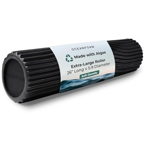 Tsunami Roller (Black & Charcoal Marbled) - Extra-Large, 26" x 5.9" - Soft, Textured Foam Roller for Physical Therapy, Back Pain, Exercise & Stretching - Yoga, Athletics, & Wellness
