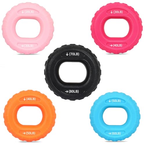 5pcs silicone grip ring, grip device, fitness rubber ring, hand strength and palm flexibility workout equipment set