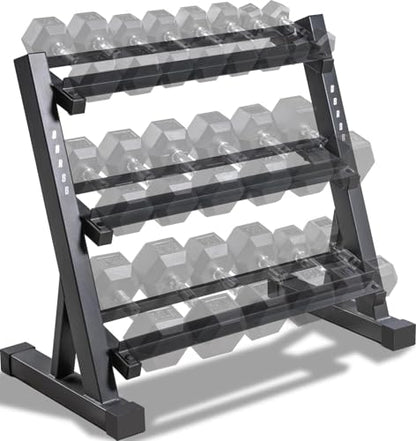 Marcy Weight Storage Organizer Racks for Dumbbells, Kettlebells, Weight Plates - color: Dark Grey 3-Tier DB Rack