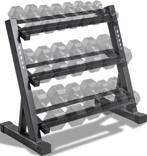 Marcy Weight Storage Organizer Racks for Dumbbells, Kettlebells, Weight Plates - color: Dark Grey 3-Tier DB Rack
