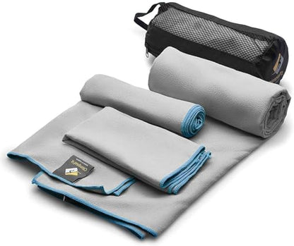Quick Dry Towel - 3 Size Pack of Lightweight Microfiber Travel Towels w/Bag - Fast Drying Towel Set for Camping, Beach, Gym, Backpacking, Sports, Yoga & Swim Use
