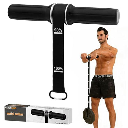 Forearm Strengthener & Forearm Exerciser, Wrist Roller with Thick Silicone Handle, Forearm Trainer with Heavy-Duty Nylon Strap for Muscle Building, Grip Strength and Recovery