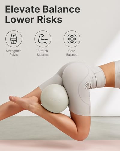 YOTTOY Small Exercise Ball，9-inch Pilates Ball with Anti-Burst Technology for Stability, Ideal for Yoga, Pilates, Physical Therapy & Home Workouts - color: White