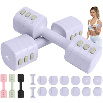 Abahub 2 in 1 Kettlebell & Dumbbell Set, Adjustable Dumbbell for Home Gym - color: Purple