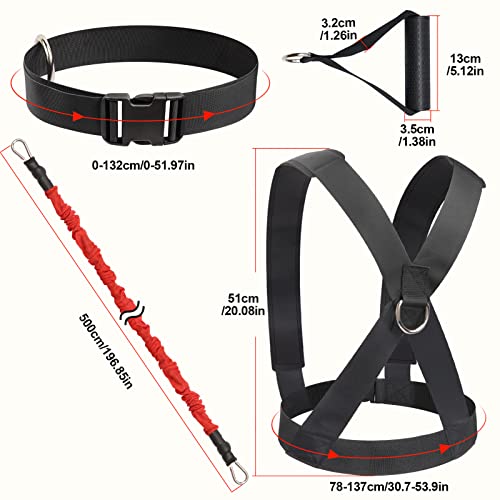Resistance Running Training Bungee Band, Bungee Resistance Cord Set, Long Resistance Band, Lateral Movement Sprint Overspeed Training Fitness for Fast
