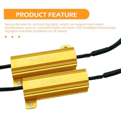 2 PCS Car LED Light Bulb Decoder, 9005/9006 LED Load Resistor Kit, Car Light Bulb Relay Harness Adapter, Anti Flicker Error Decoder, Universal for Most Cars (Black) - color: Black