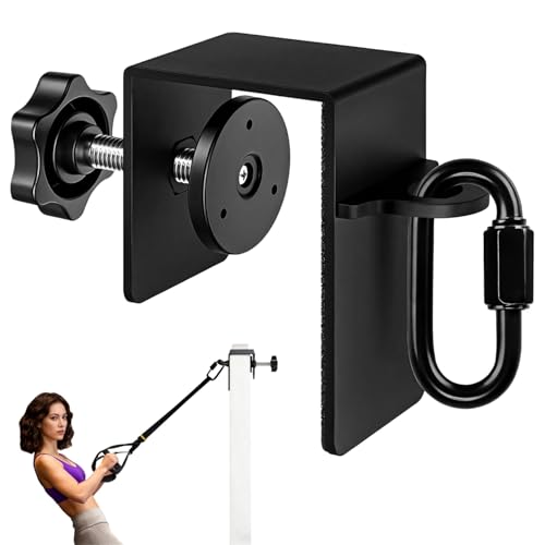 Sturdy Door Anchor Attachment, Workout Door Mount Anchors, Adjustable Clamp 0.5-2 in, Resistance Band Door Anchor for Indoor Exercise, 4 in H x 2 in W, Black