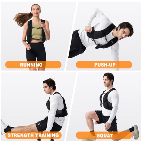 Weighted Vest, 12lbs Weighted Vest Adjustable - Weight Vest with Reflective for Men Women, Body Light Walk Weight Vest for Running Walking Workout Fitness