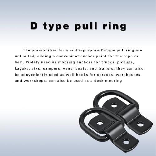4 PCS D Rings Tie Down Anchors, All-Purpose Trailer Pull Rings, Multifunctional Fastening Buckles, Durable Door Catches, Cargo Mooring Tool Kit, for Most Cars, Trucks and Vans (Black)