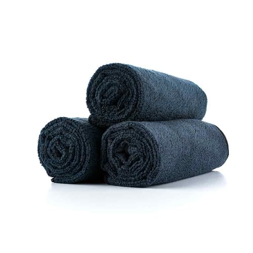 The Rag Company - Sport & Workout Towel - Gym, Exercise, Fitness, Spa, Ultra Soft, Super Absorbent, Fast Drying Premium Microfiber, 320gsm, 16in x 27in, Midnight (3-Pack)