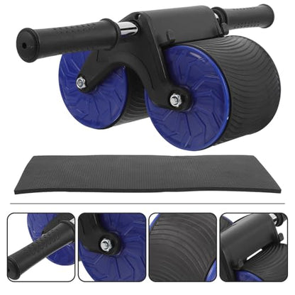 TEHAUX Abdominal Wheel Roller with Automatic Rebound, Fitness Equipment with Knee Pad for Home Use and Abdominal Training, Dual-wheel Exercise Wheel for Strength and Belly Muscle Workouts