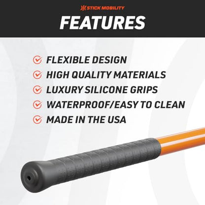 Stick Mobility 3 Stick Training Bundle | Mobility Stick to Improve Flexibility, Mobility, and Strength with Active Stretching for Golf, Running, Fitness, Pickleball, and More - color: Orange