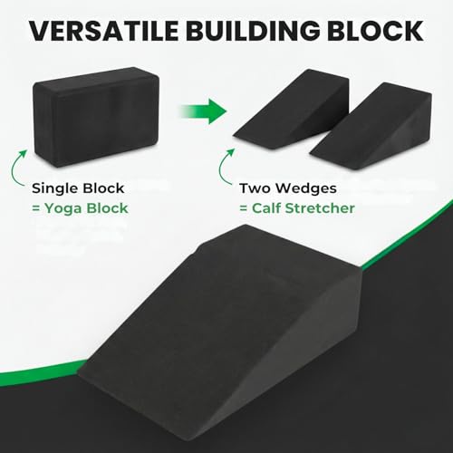 2 Pack Squat Wedge Block for Heel Elevated Squat Weightlifting Calf Stretcher Slant Board for Mobility Balance and Strength Performance