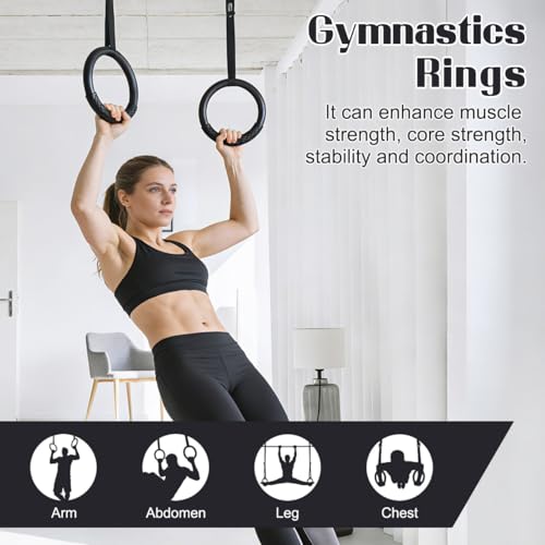 BESPORTBLE Gymnastics Rings for Home Gym Workout, 1 Pair Heavy Duty ABS Gym Rings for Calisthenics Equipment, Professional Fitness for Pull Up Bar Strength Training, Gift for Men Women Fitness