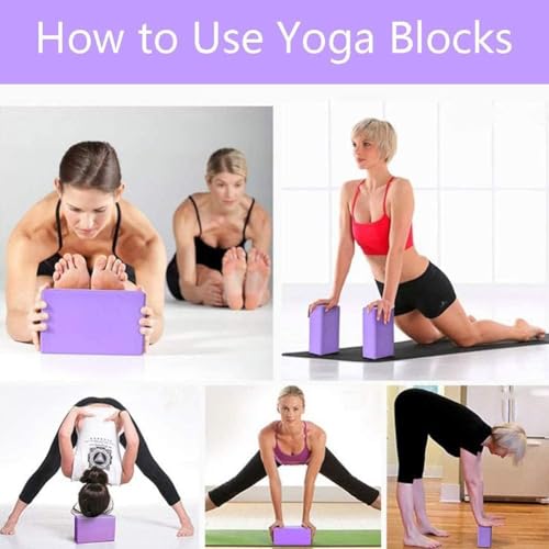 High Density Yoga Block Bricks - Support for Poses & Meditation Set of 2 For Men Women Foaming Pilates Fitness Stretching Aid, Balance, Health, Sports, Gym Exercise