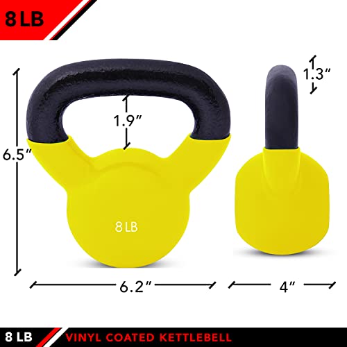 JFIT Kettlebell Weights Vinyl Coated Iron - style: 8lb (Yellow)