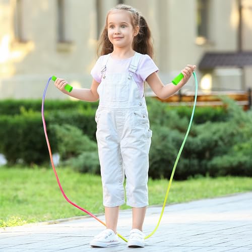 6 Pack Kids Jump Rope, Colorful Gradient Nylon Skipping Ropes for Children, 7.55FT Adjustable Length, Plastic Handles, Lightweight Jumping Ropes for Schools, Events, and Family Fun