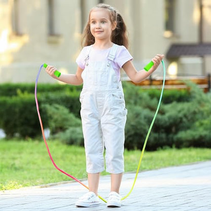 6 Pack Kids Jump Rope, Colorful Gradient Nylon Skipping Ropes for Children, 7.55FT Adjustable Length, Plastic Handles, Lightweight Jumping Ropes for Schools, Events, and Family Fun