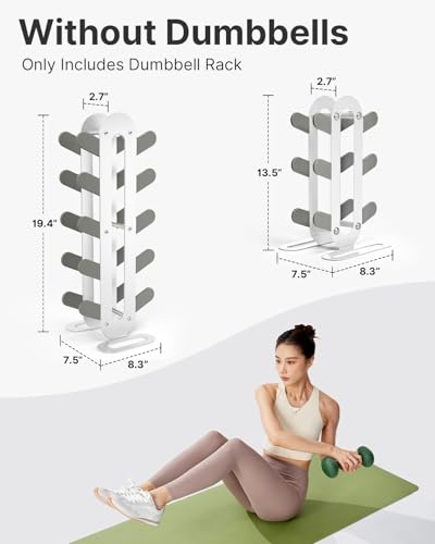 Compact Dumbbell Rack Stand – Space-Saving Weight Rack for Home Gym, Sturdy Weight Holder for Dumbbells, Small Weight Rack for Women’s Weights & Free Weight Storage (Dumbbells Not Included) (White, 5-Tier)